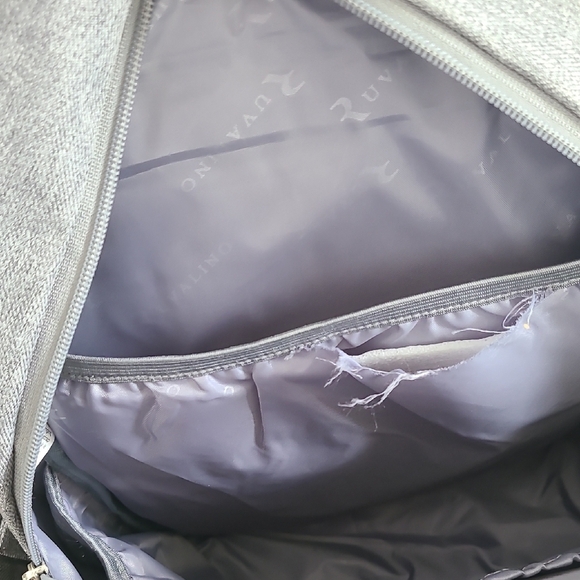 Ruvalino Gray and Brown Quilted Backpack with Leather Accents And Accessory - Picture 6 of 11